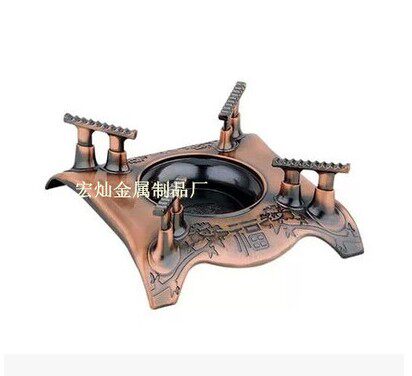 Classic Quadrilateral Furnace Solid Alcohol Stove Four Corners Card Stove Tea Oven Forword Stove Ancient Bronze Color Furnace Dry Boiler