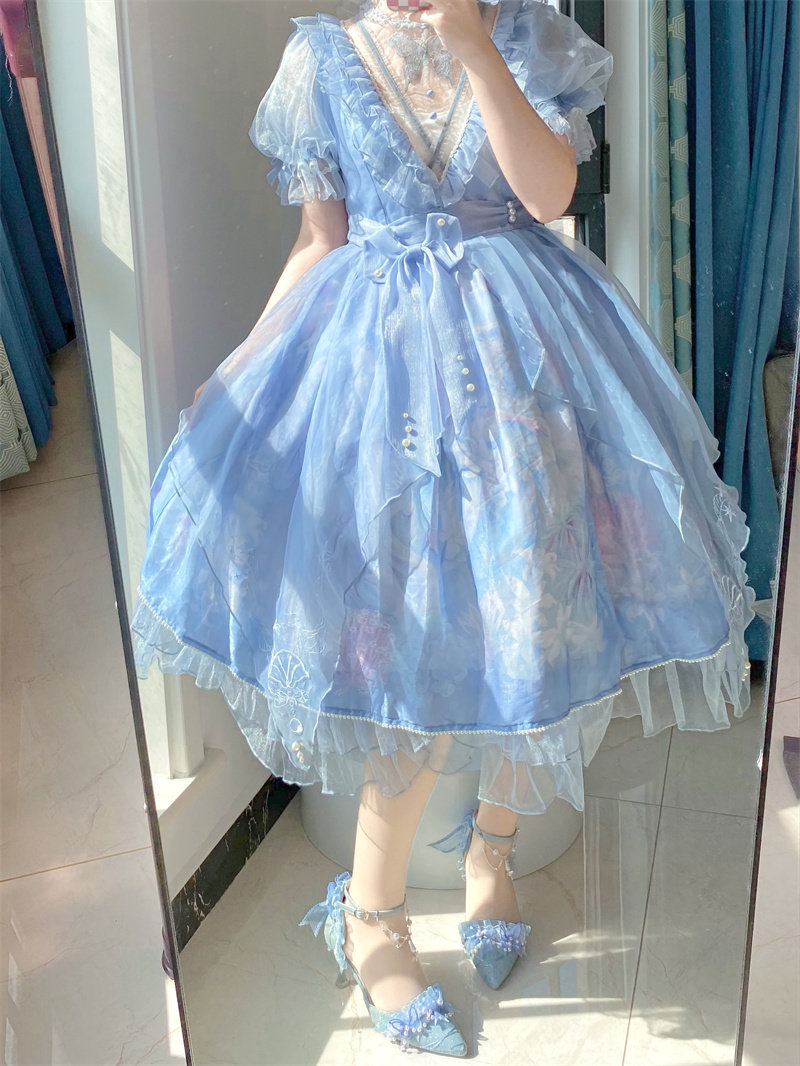 Обувь 汉姿娇语原创深海医院花嫁lo鞋尖头百搭lolita手作高跟鞋优雅茶会