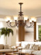 American Retro Chandelier Living Room Headlight Master Bedroom Dining Room Study Lighting Antique Style High-End New Chinese Style Lamps