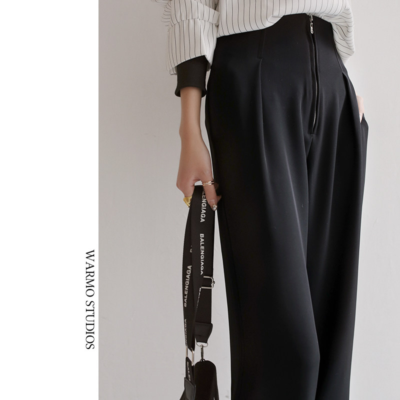 Warmo 2022 spring and autumn new heavy suit wide-leg pants women's high waist loose drape floor mopping casual trousers