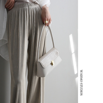 Warmo DU wide-leg pants womens summer 2022 high waist loose drape straight tube ice silk pleated cold mopping trousers