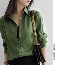 Warmo 2022 spring and autumn new satin retro Hong Kong style shirt loose temperament long-sleeved shirt lady foreign style