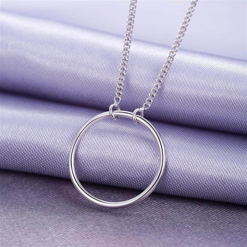 Pure silver S925 pure silver ring cirque simple ring shaped geometric circle necklace fashion set ladies