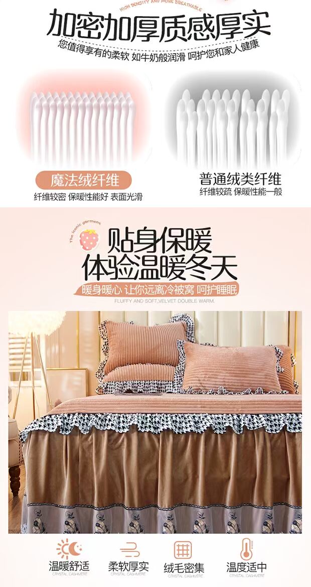 Phiên bản Hàn Quốc của váy ren sang trọng bên giường đơn mảnh pha lê nhung trải giường cô gái chủ tịch chủ tịch giấc mơ trải giường 1,5m1,8m - Váy Petti giường váy