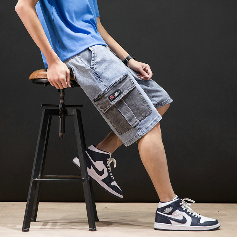 Mùa hè Hàn Quốc phiên bản của quần short denim nam cỡ lớn quần âu xu hướng studentth thẳng quần năm điểm mỏng