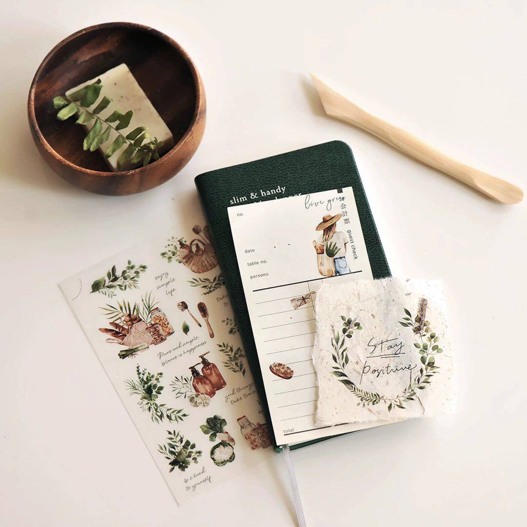 (Five pieces) Taiwan MU lifestyle transfer stickers retro hand account material flowers and plants stickers
