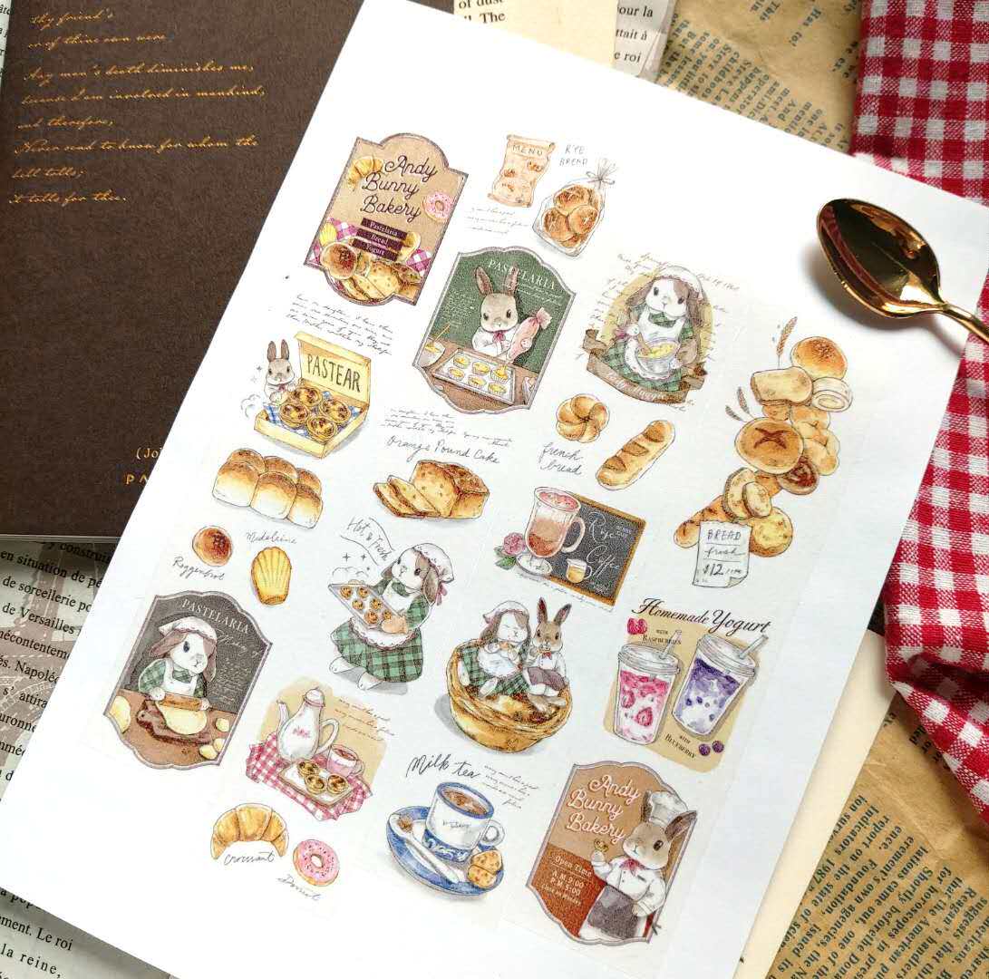 (Xiao Lin a few) Spot Macau Kumayankee Rabbit Romance Flower Frame Hand Touch Rabbit Hands Account Adhesive Tape Reengraving
