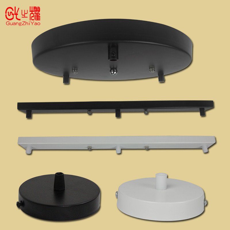 Chandelier accessories Suction ceiling round lamps One-word long strip black and white single head three holes porous iron lamp holder chassis