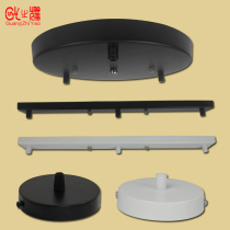 Chandelier accessories ceiling plate round lamp single-shaped long black and white single head three-hole porous iron lamp holder chassis chassis