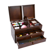 Needlework box Household high-grade Korean wood vintage cross-stitch tools Hand sewing thread storage box dowry
