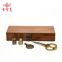 Embroidery handmade diy material pack Thimble finger set Household thimble hoop Korean needlework box Live sewing tools scissors