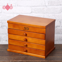 Solid wood jewelry storage box Wooden jewelry box Hand jewelry princess European style Korean retro large capacity with mirror