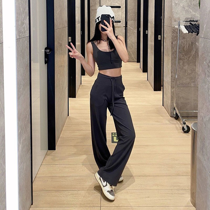 Enter the Store and Get the Life-Changing Yoga Pants Xier Throwbck New Style Naked-Feel Sports Straight-Leg Pants