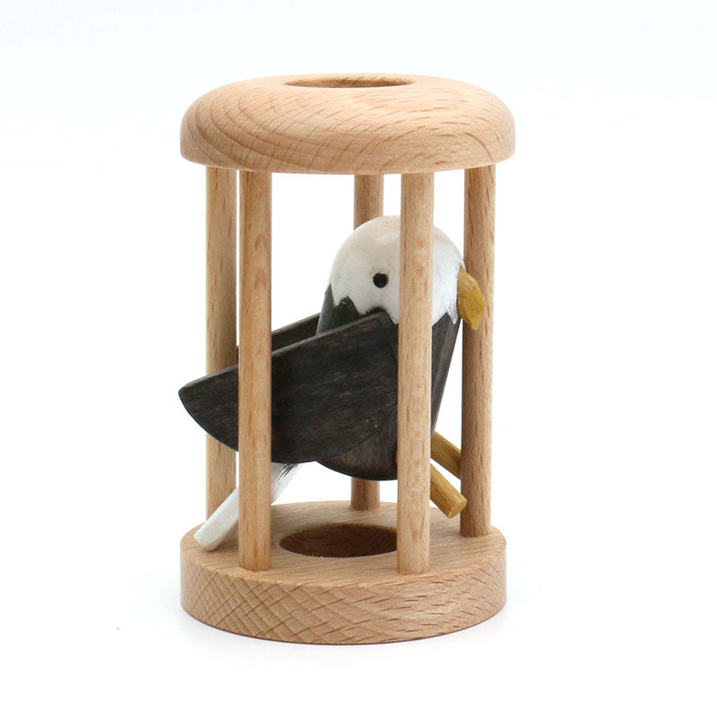 Настольная игра owl in cage 笼中之鸟笼中取物孔明锁智力益智解谜玩具木质猫头鹰