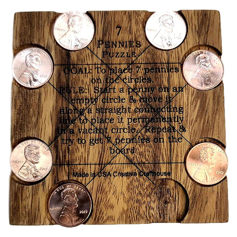 товар из китая creative crafthouse7便士硬币谜题7 pennies puzzle木质解谜益智