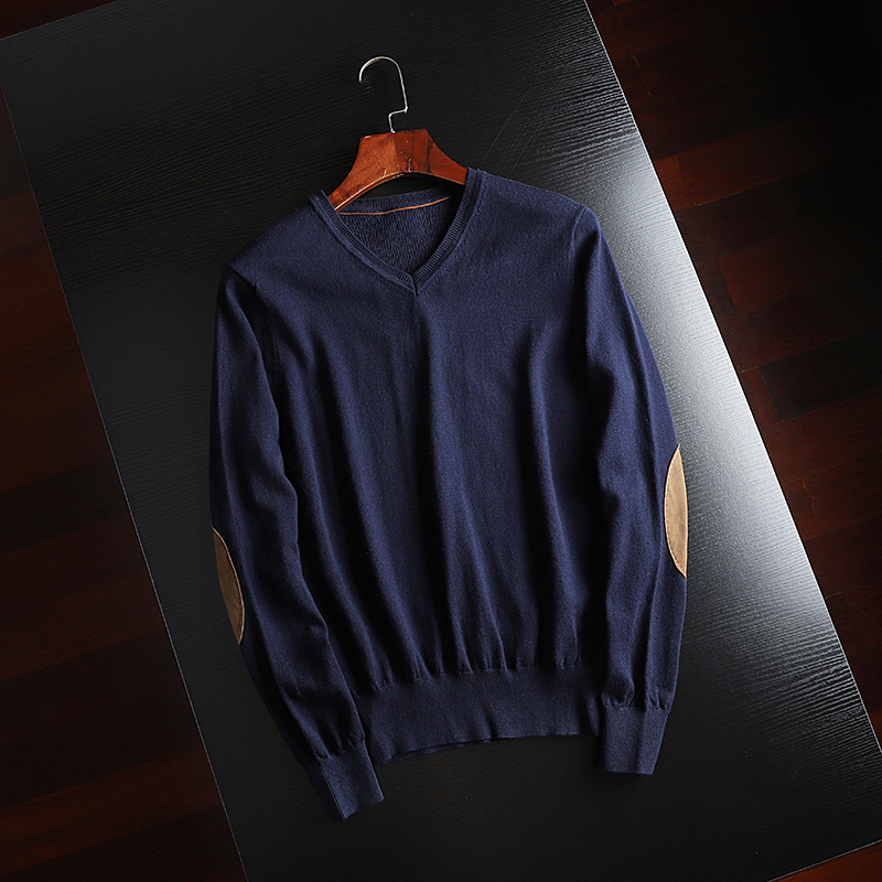 Mùa thu và mùa đông đơn giản Áo len cashmere cổ chữ V mới cho nam áo len màu rắn da lộn nhung lót gà hình trái tim áo oversize nam