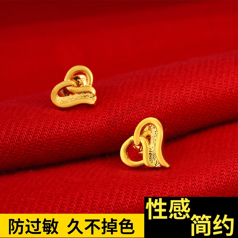 Vietnam sand gold small ear acupuncture female anti-allergic ear stick plated 24k simulation gold earrings euro jewelry will not fade for a long time