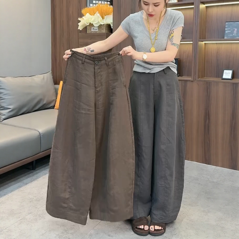 Lyocell Tencel Scythe Pants for Women 2026 Summer Korean Style Old Money Casual Wide-Leg Pants with Drape High-Waisted Thin Scythe Pants