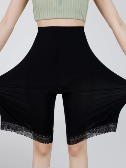 莫代尔纯棉安全裤女夏季薄款防走光不卷边内裤二合一大码打底短裤