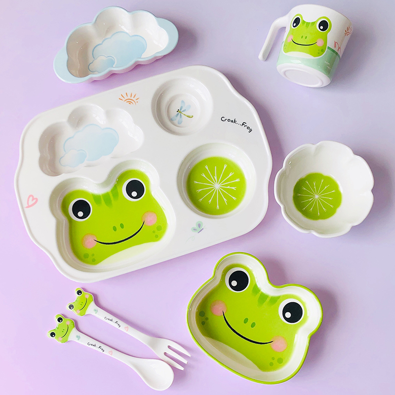 Children's Divided Plate for Boys and Girls, Cartoon Melamine Food-Grade Special Eating Bowl and Spoon, Baby Tableware Set Gift Box Children's Divided Plate for Boys and Girls, Cartoon Melamine Food-Grade Special Eating Bowl and Spoon, Baby Tableware Set Gift Box