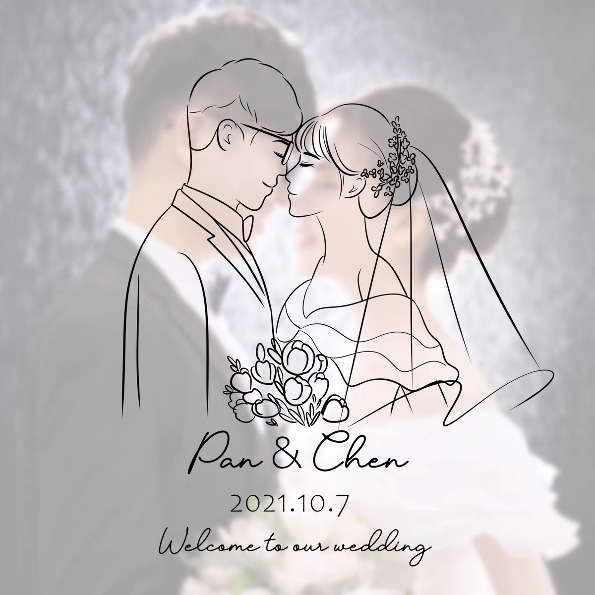 Hand painted avatar lovers cartoon character line logo live-action photo turn hand-painted tattoo brief stroke custom avatar