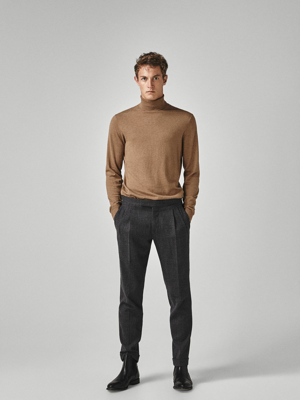 Mùa thu và mùa đông hoang dã! Khách hàng cũ đang say! Áo len cao cổ cotton / cashmere / lụa tơ tằm shop thời trang nam