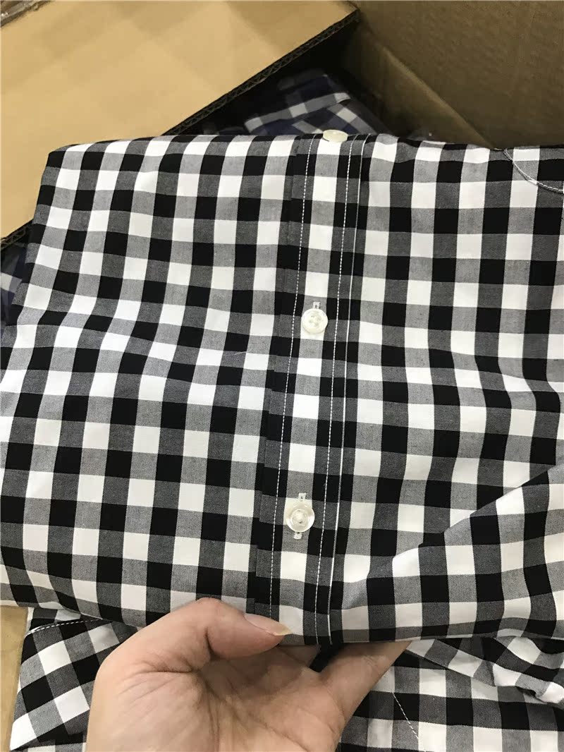 Công ty XX hàng! Đừng bỏ lỡ nó! Mùa thu mới nam kinh doanh giản dị cotton áo sơ mi kẻ sọc dài tay áo sơ mi trắng tay ngắn