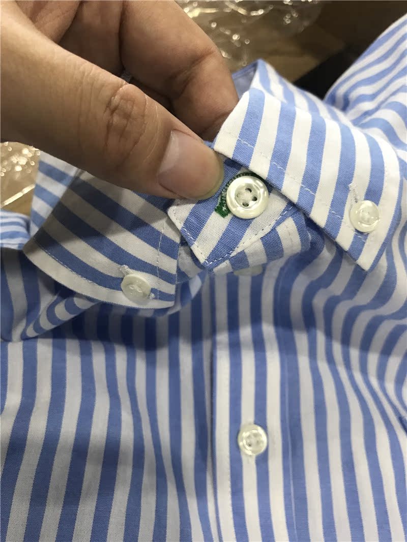 Công ty XX hàng! Đừng bỏ lỡ nó! Mùa thu mới nam kinh doanh giản dị cotton áo sơ mi kẻ sọc dài tay áo sơ mi trắng tay ngắn