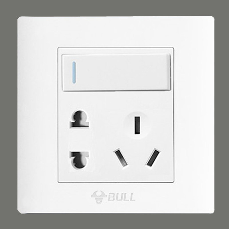 Bulls wall socket concealed panel with one opening five holes single opening with switch 5 jack household engineering 86 white