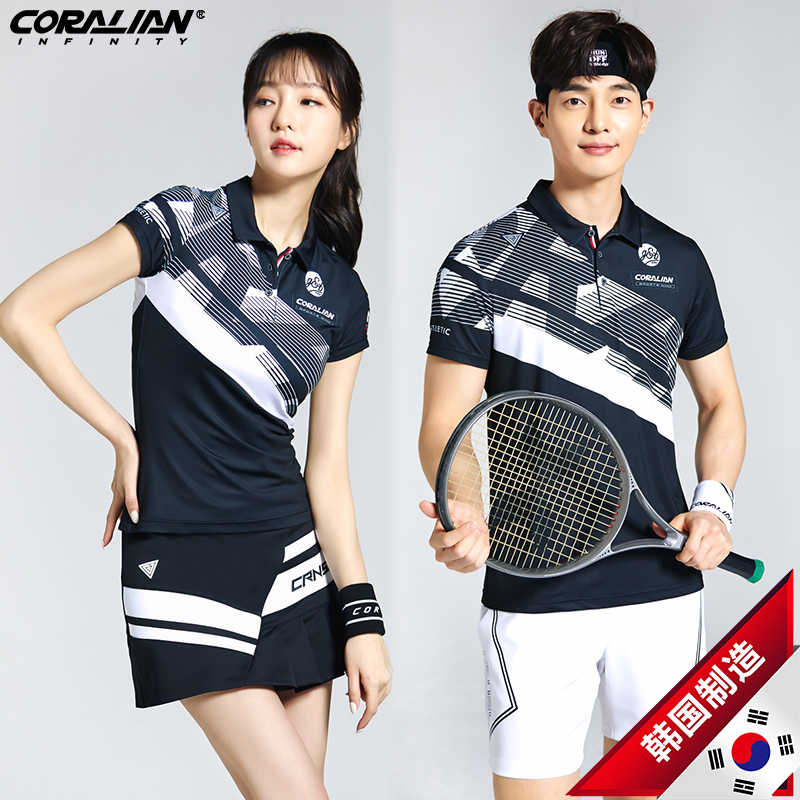 Korean can Lean badminton suit women's suit 2021 new men's capsized ventilation speed dry sports fashion short sleeves