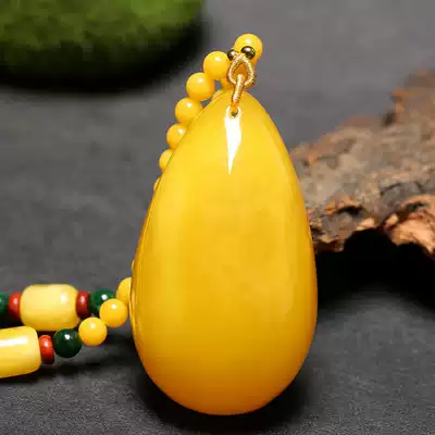 Beeswax pendant Amber rough natural Baltic chanterelle citrine drops for men and women Bloodper sweater chain necklace