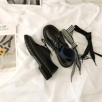 Day Department Little Leather Shoes Women Summer Thin students Korean version 100 hitch retro Inron Black jk uniforms single shoes Ins tide
