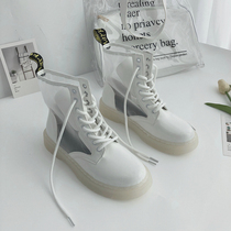 Martin Boots Summer Thin women 2021 New Inn Wind short boots Single boot hollow mesh yarn breathable white boots