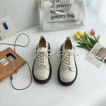 Small leather shoes female Inn Wind 2021 new spring comeback ancient Korean version 100 hitch student pine pastry thick bottom white round single shoes