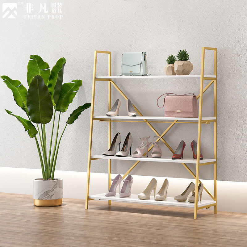 Clothing store bag display stand floor-to-ceiling wrought iron multi-layer shelf display rack window display stand shoe rack rack