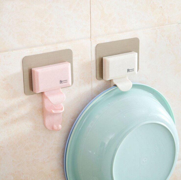 Free Punch Creative Powerless Adhesive Washbasin Hook Stainless Steel Face Basin Rack Bathroom Wall Free Sticked Hook