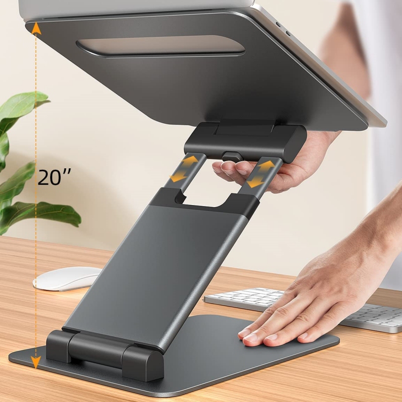 Laptop Desktop Heightening and Stretching Stand for Standing Office Work, Aluminum Alloy Foldable Telescopic Computer Support Rack, Heightening