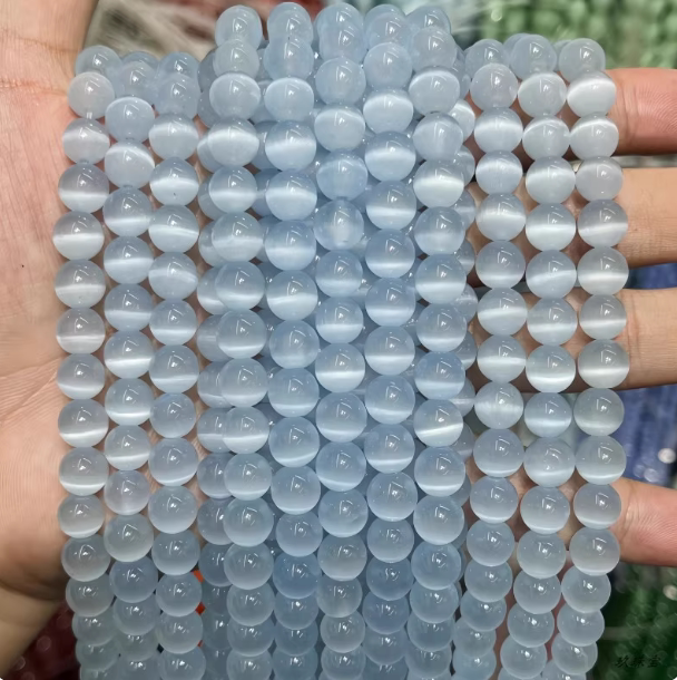 Blue Cat's Eye Stone Pink Round Beads Loose Beads Semi-Finished DIY Materials Crystal Bracelet Necklace Jewelry Accessories DIY Accessories Blue Cat's Eye Stone Pink Round Beads Loose Beads Semi-Finished DIY Materials Crystal Bracelet Necklace Jewelry Accessories DIY Accessories