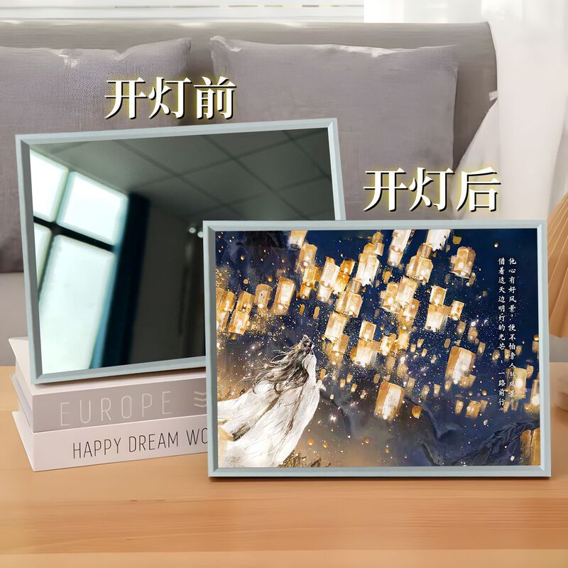Tian Guan Ci Fu Merchandise Mirror Light Painting Bedroom Bedside Decoration Ornament Night Light Gift for Friend's Birthday Tian Guan Ci Fu Merchandise Mirror Light Painting Bedroom Bedside Decoration Ornament Night Light Gift for Friend's Birthday