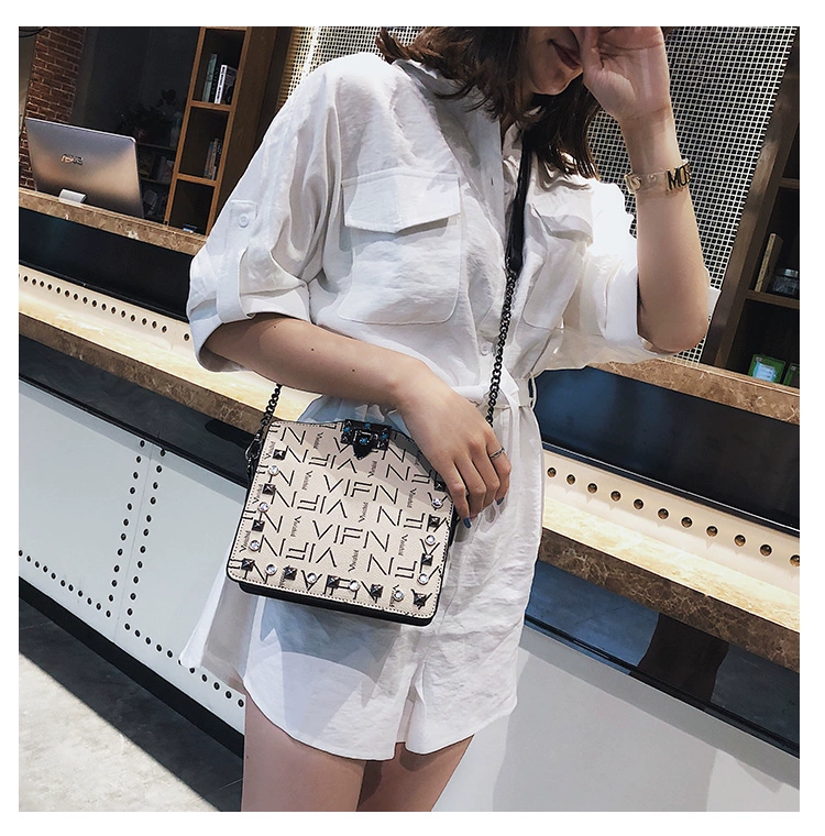 Ins siêu lửa crossbody nữ 2019 mới thủy triều cao cấp túi đeo vai nước ngoài phiên bản Hàn Quốc của chuỗi túi nhỏ hoang dã - Túi xách nữ