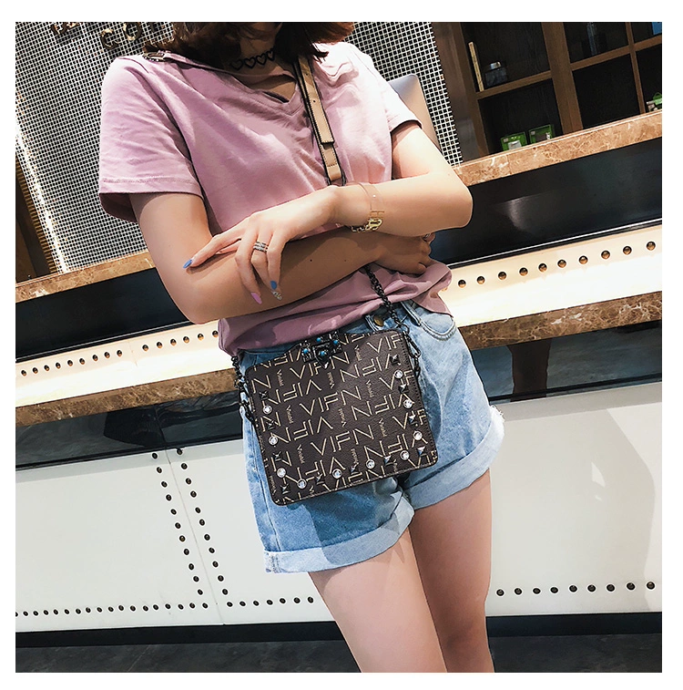 Ins siêu lửa crossbody nữ 2019 mới thủy triều cao cấp túi đeo vai nước ngoài phiên bản Hàn Quốc của chuỗi túi nhỏ hoang dã - Túi xách nữ