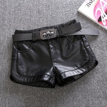 Korean pants leather pants tide short tight base super shorts winter with boots autumn and winter small new pu leather