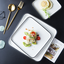 Glazed Color Black Wire Ceramic Dishes Home Steak Dishes Nordic West Dining Trays Cutlery Dishes Dessert Dish Pasta Dishes