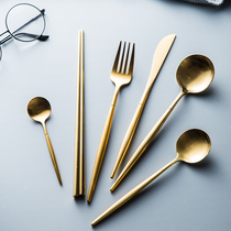 304 Stainless Steel Steak Knife Fork Spoon Chopsticks Western Dining Cutlery Dessert Main Dining Spoon Upscale Coffee Sweet Spoons Full Suit