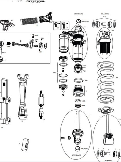 속도로 연결된 SRAM ROCK SHOX 후면 충격 흡수기 AM 후면 담낭 수리 부품 검은 리어 담낭 스프링 충격 흡수기
