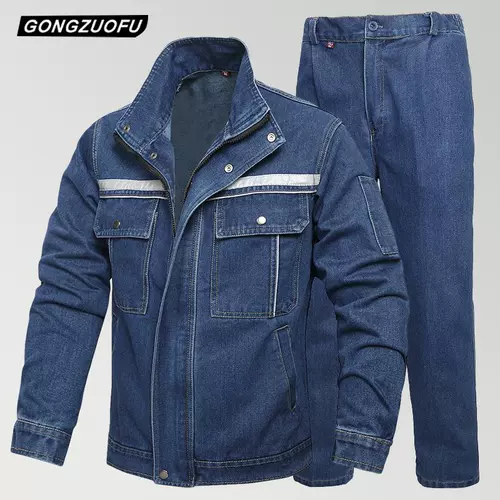 Осенний джинсовый износостойкий комбинезон, увеличенная толщина, защита от ожогов