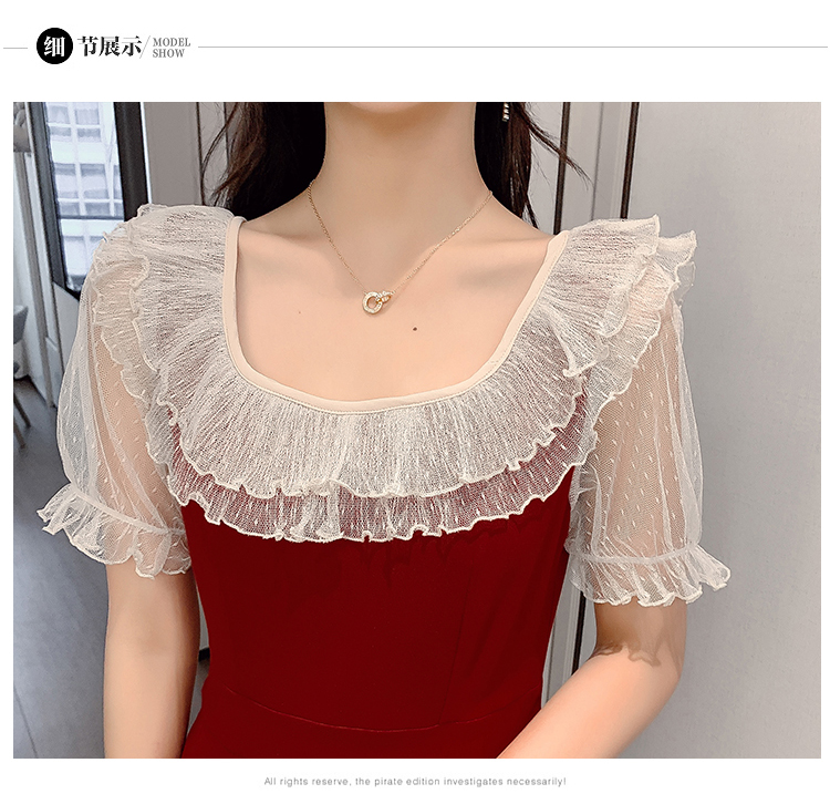 VK旗艦店 韓系小心機甜美蝴蝶結收腰短袖洋裝