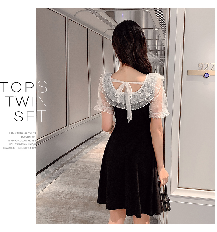 VK旗艦店 韓系小心機甜美蝴蝶結收腰短袖洋裝