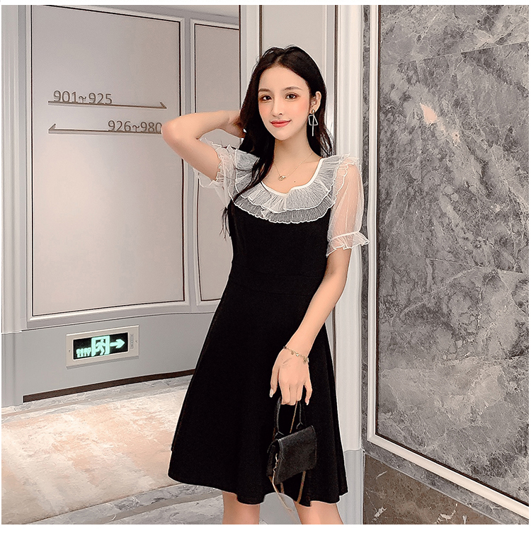VK旗艦店 韓系小心機甜美蝴蝶結收腰短袖洋裝
