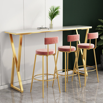 Light luxury rock slab small bar table home simple modern balcony by the window high table long bar against the wall milk tea shop tables and chairs
